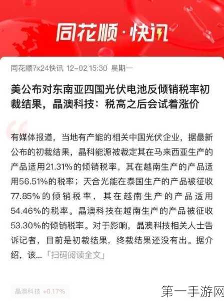 光伏产业新动向，出口退税率下调，拒绝内卷式竞争💡