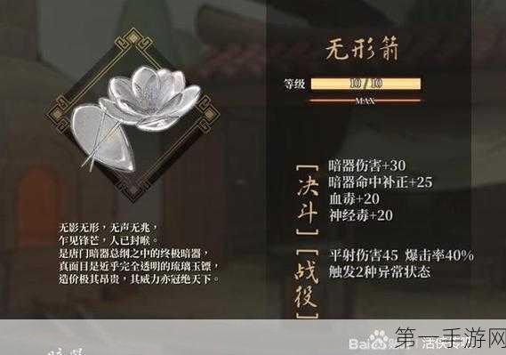 活侠传神秘暗器威力大揭秘